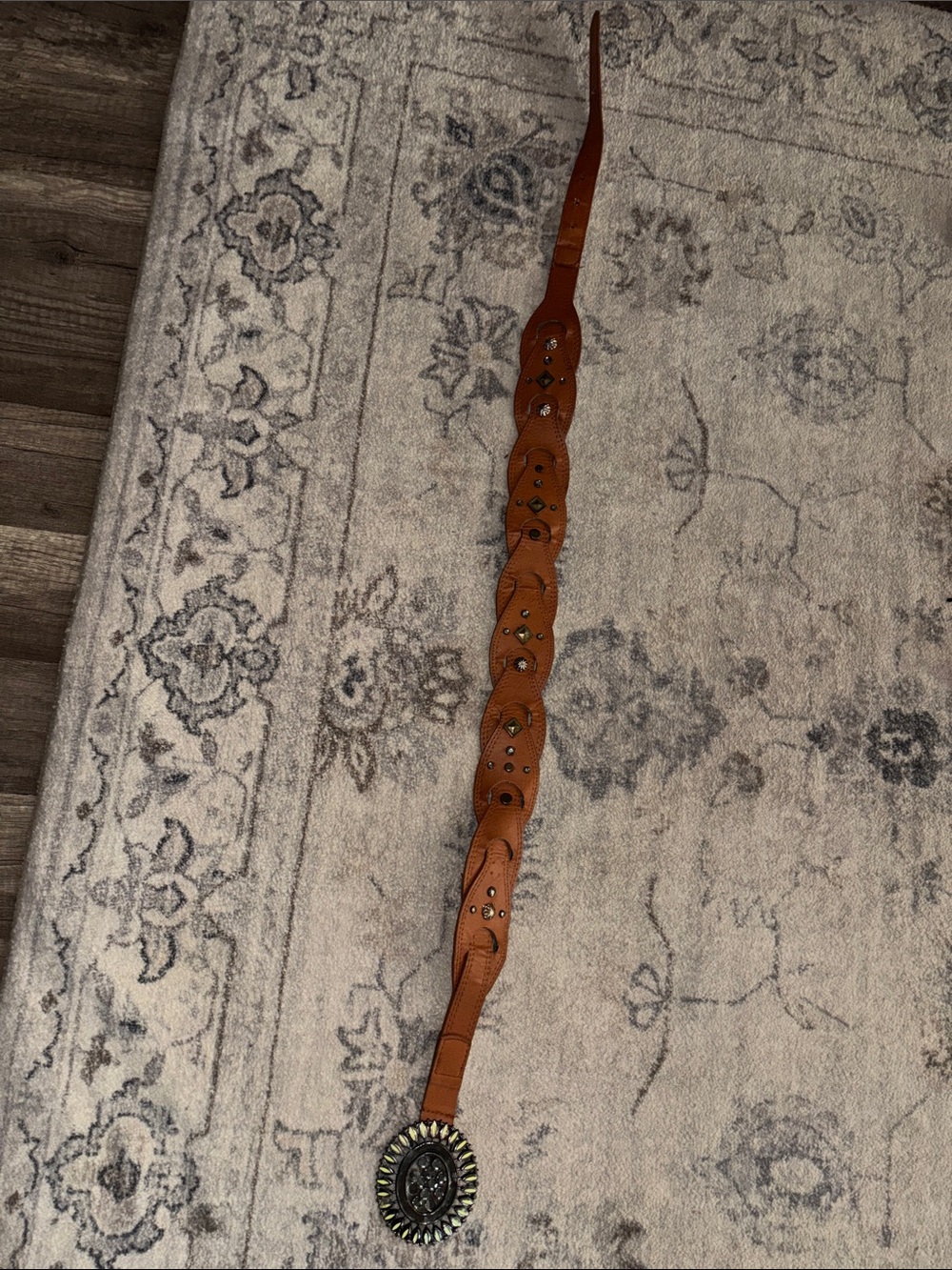 Handcrafted Brown Leather Western Belt with Concho Accent